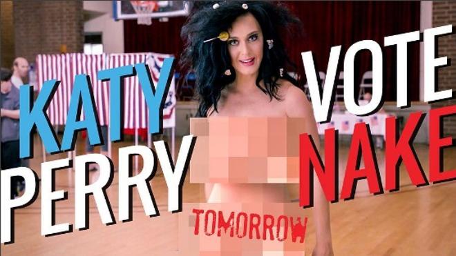 Katy Perry pide desnuda el voto para Hillary Clinton