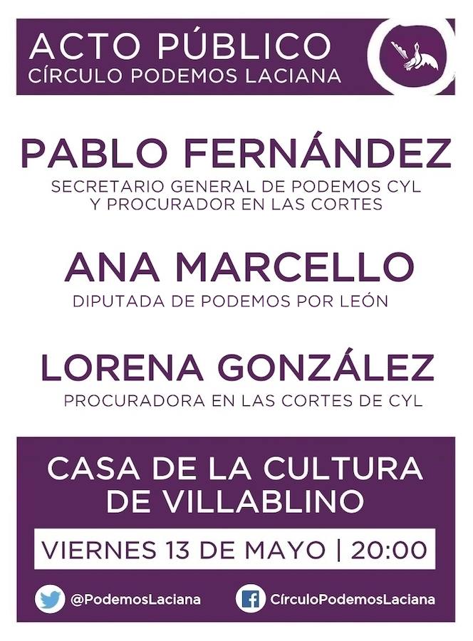 Rafa Mayoral, Ana Marcello y Pablo Fernández acuden a un acto del Círculo Podemos de Laciana