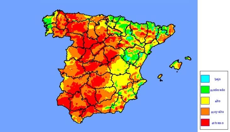 Riesgo extremo de incendios